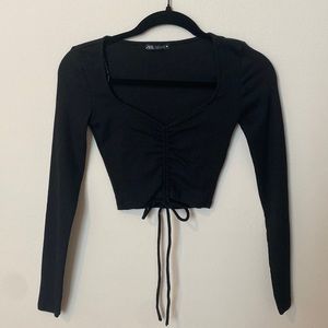 Zara black long sleeve crop top